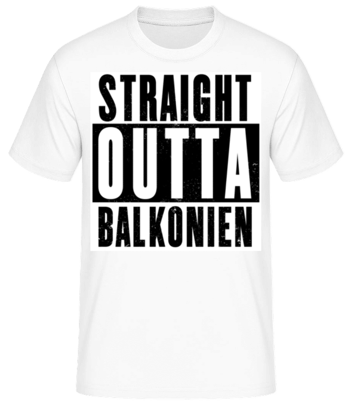 Vorschau: Straight Outta Balkonien - Männer Basic T-Shirt - Weiß - Vorne