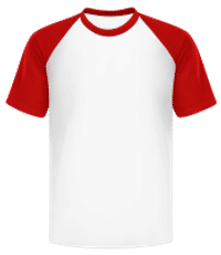 Männer Baseball T-Shirt - Weiß / Rot - Vorne