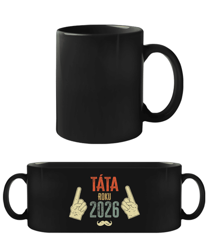 Náhled: Táta Roku 2026 - Černý hrnek - Černá - Napřed