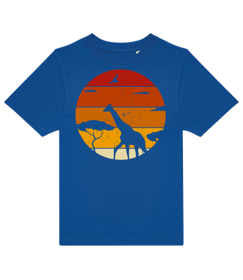  Retro Sunset Giraffe - Camiseta niño B&C - Azul real - delante