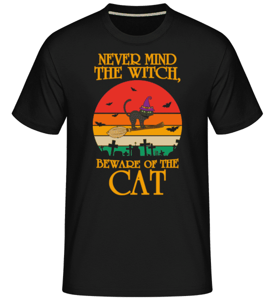Aperçu: Nevermind The Witch Beware Of The Cat -  T-Shirt Shirtinator homme - Noir - Devant