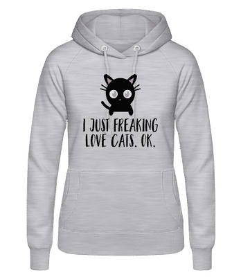I Just Freaking Love Cats - Frauen Hoodie - Grau meliert - Vorne