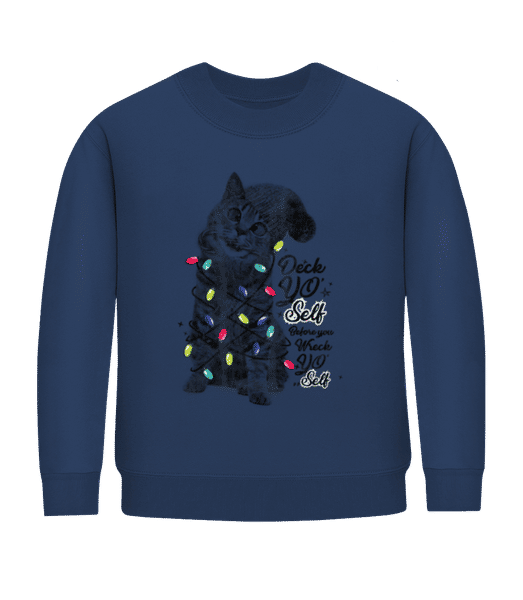 Aperçu: Chat De Noel - Sweatshirt Enfant - Bleu marine - Devant
