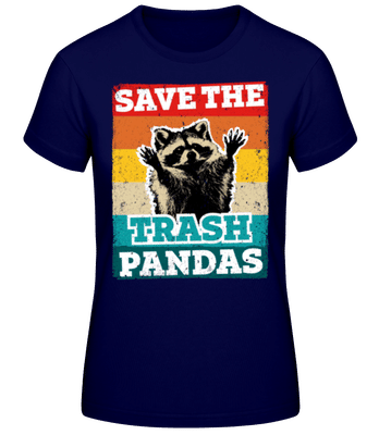 Save The Trash Pandas - Dámske basic tričko - Namornícka modrá - Predné