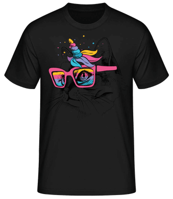 Unicorn Party Cat - Pánské basic tričko - Černá - Napřed