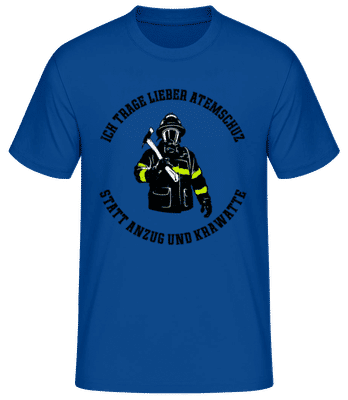 Lieber Atemschutz Statt Anzug - Männer Basic T-Shirt - Royalblau - Vorne
