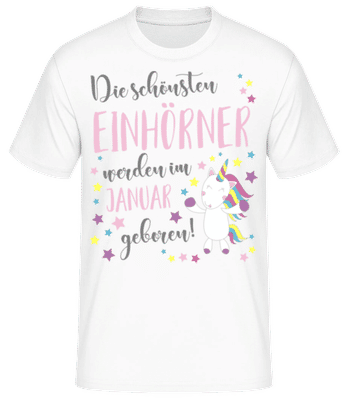 Einhorn Geboren In Januar - Männer Basic T-Shirt - Weiß - Vorne