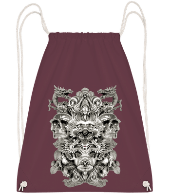 Dragons And Skulls - Drawstring Backpack - Bordeaux - Vorn