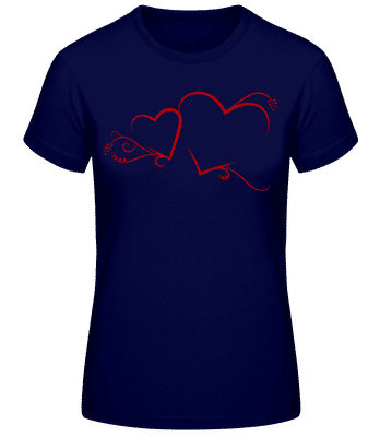 Hearts Decorated - Women's Basic T-Shirt - Navy - Front
