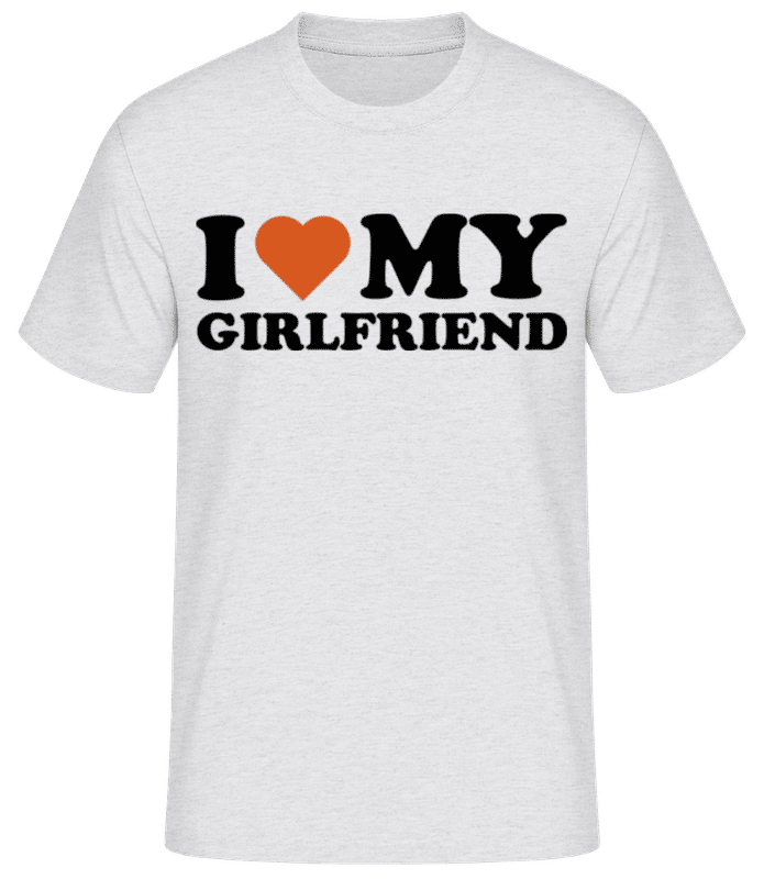 Vista previa: I Love My Girlfriend Black - Camiseta básica para hombre - Gris moteado - delante