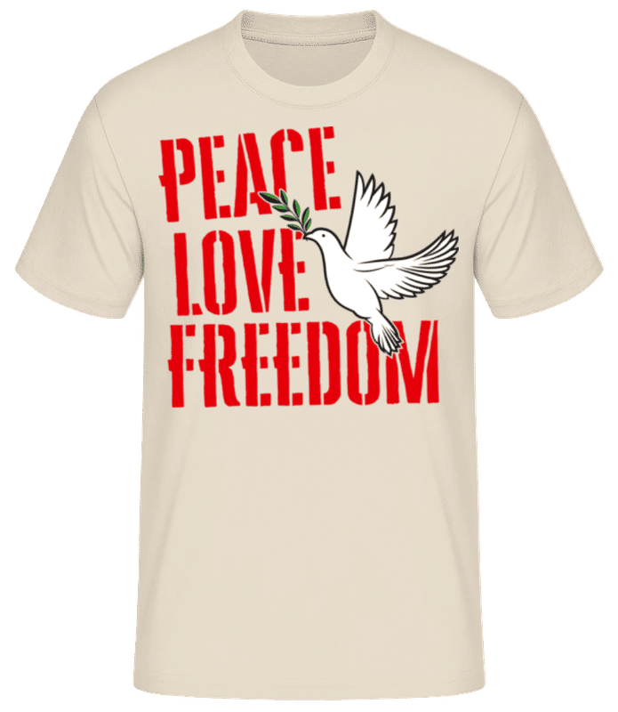 Preview: Peace, Love, Freedom - Men's Basic T-Shirt - Cream - Front