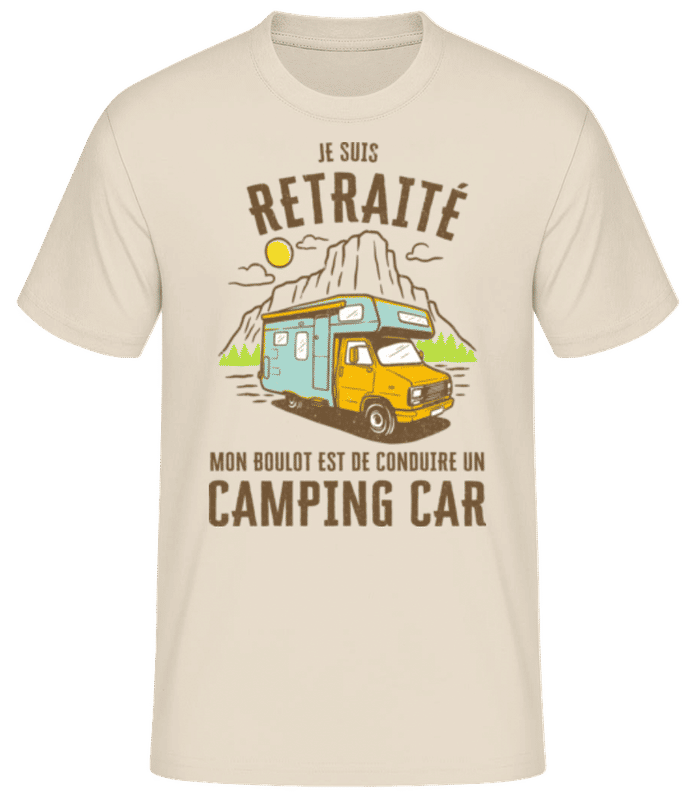 Aperçu: Retraité Mon Boulot Est Campeur - T-shirt standard Homme - Crème - Devant