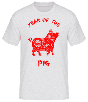 Chinese Zodiac Year Of The Pig - Männer Basic T-Shirt - Grau meliert - Vorne