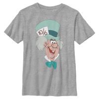 Disney - Alenka v říši divů - Mad Hatter Big Face - Dětské Tričko - Melírově šedá - Napřed