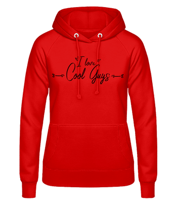 I Love Cool Guys - Sweat à capuche Femme - Rouge - Devant