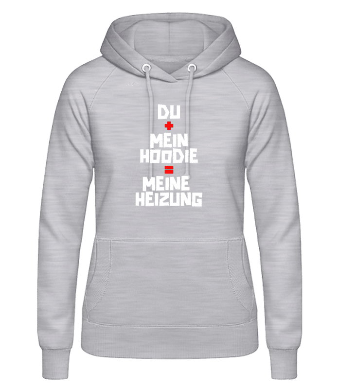 Vorschau: Du Mein Hoodie Meine Heizung - Frauen Hoodie - Grau meliert - Vorne