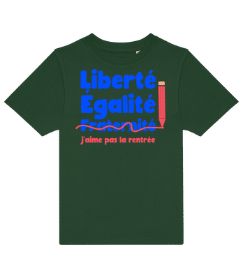 J’aime Pas La Rentrée - T-shirt enfants B&C - Vert bouteille - Devant