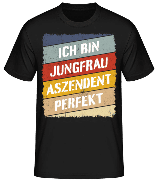 Vorschau: Jungfrau Aszendent Perfekt Retro Stil - Männer Basic T-Shirt - Schwarz - Vorne
