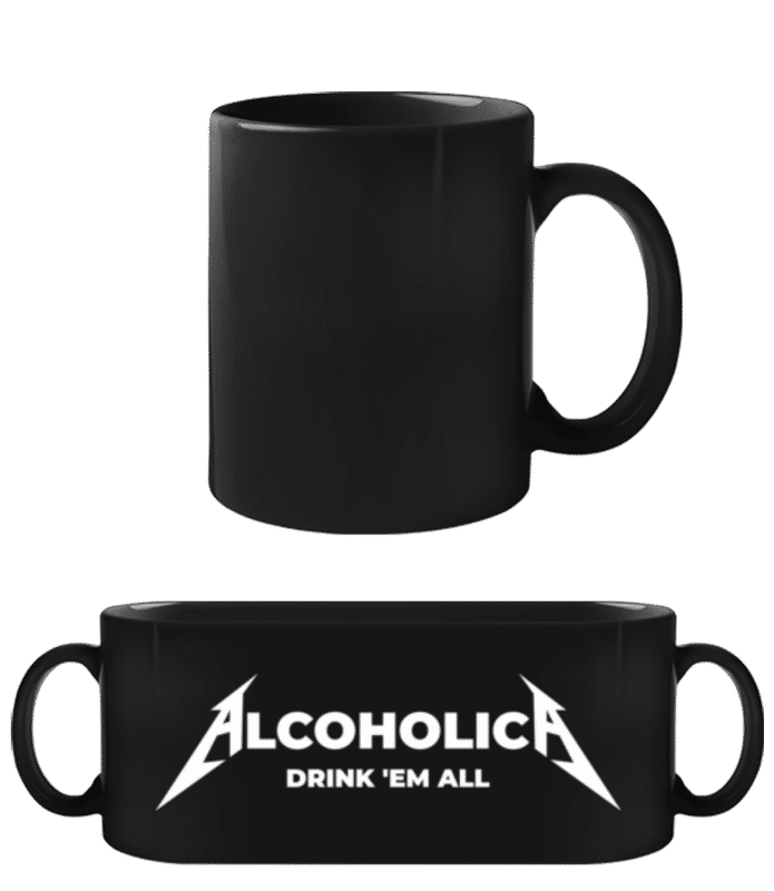 Vorschau: Alcoholica - Schwarze Tasse - Schwarz - Vorne