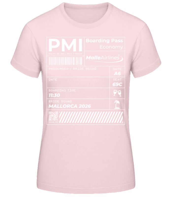 Vorschau: Bride Squad Boarding Pass Mallorca JGA - Frauen T-Shirt B&C - Rosa - Vorne