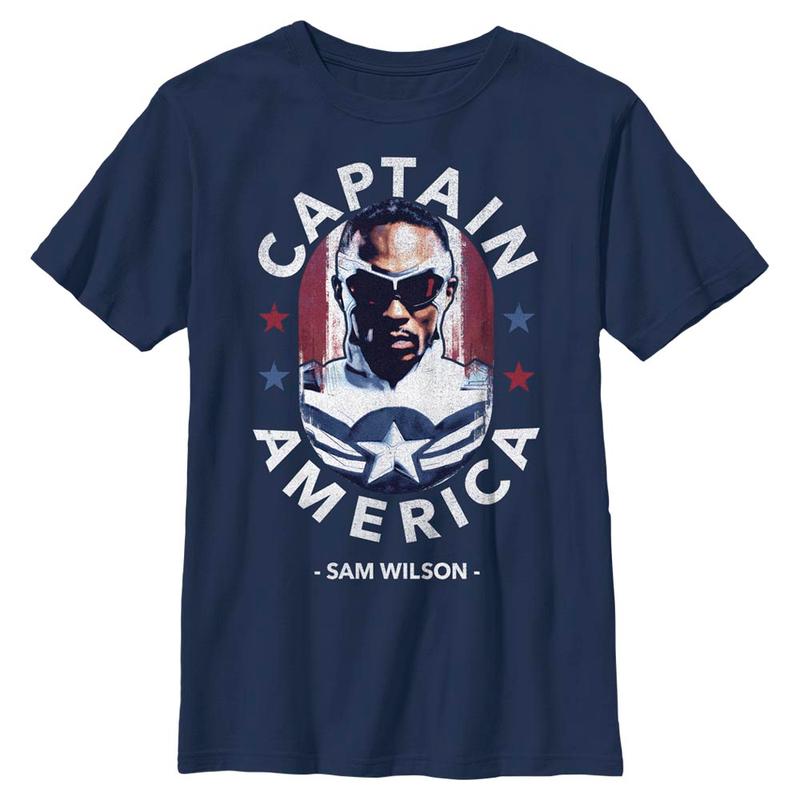 Preview: Marvel - The Falcon and the Winter Soldier - Falcon Caps Inspiration - Kids T-Shirt - Navy - Front