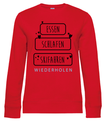 Essen Schlafen Skifahren - Frauen Pullover B&C - Rot - Vorne