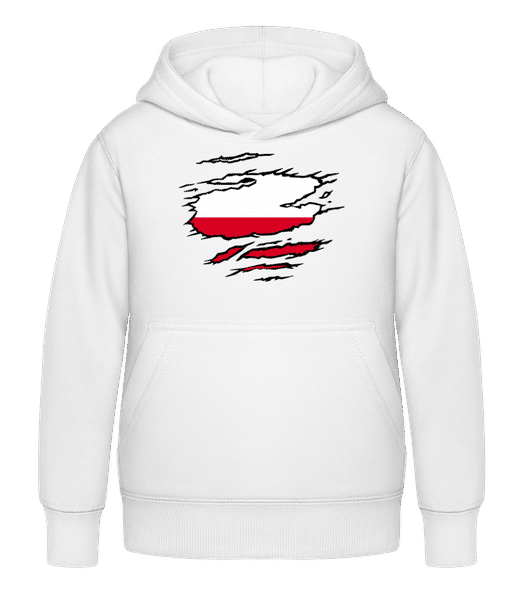 Aperçu: Drapeau déchiré Pologne - Sweat à capuche Enfant - Blanc - Devant
