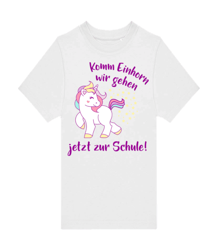 Vorschau: Komm Einhorn Zur Schule - Kinder T-Shirt B&C - Weiß - Vorne