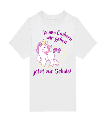 Komm Einhorn Zur Schule - Kinder T-Shirt B&C - Weiß - Vorne