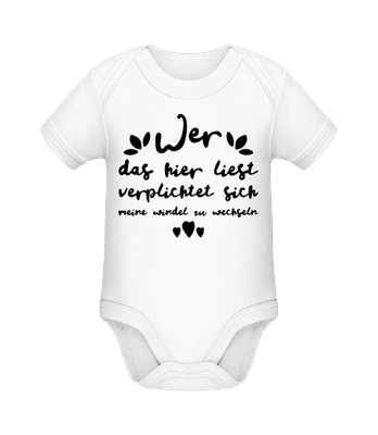 Muss Windeln Wechseln - Baby Bio Strampler - Weiß - Vorne