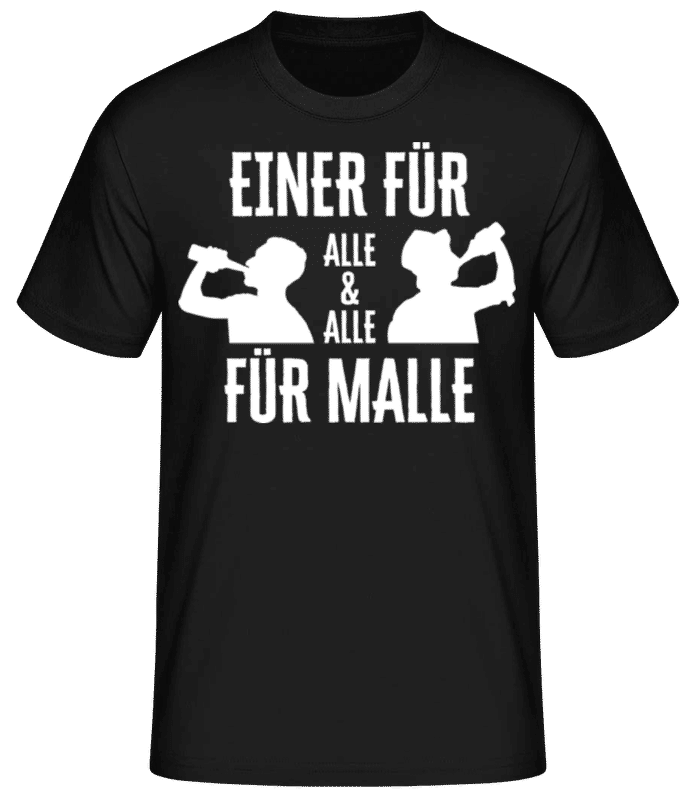 Vorschau: Einer Fuer Alle Alle Fuer Malle - Männer Basic T-Shirt - Schwarz - Vorne