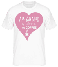 Láska a káva - Pánske basic tričko - Biela - Predné