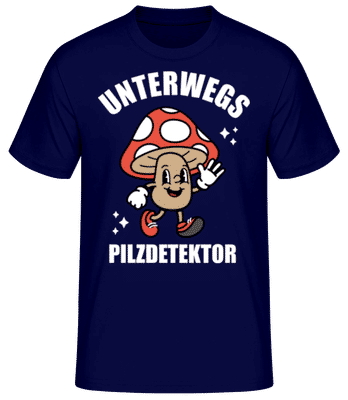 Unterwegs Pilzdetektor - Männer Basic T-Shirt - Marine - Vorne