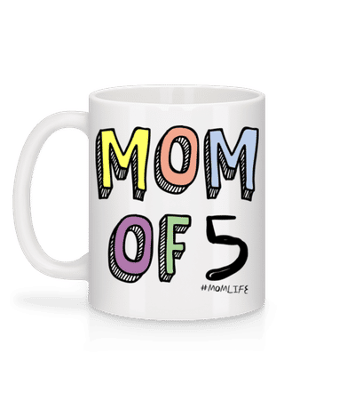 Mom Of 5 Momlife - Mug en céramique blanc - Blanc - Derrière