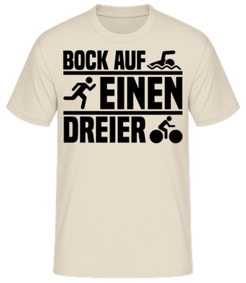 Bock Auf Dreier Triathlon - Männer Basic T-Shirt - Creme - Vorne