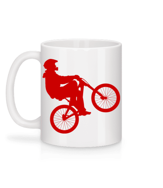 Aperçu: Cycliste Wheelie - Mug en céramique blanc - Blanc - Derrière