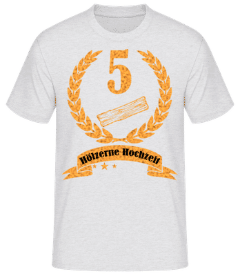Hölzerne Hochzeit - Männer Basic T-Shirt - Grau meliert - Vorne