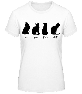 Un Deux Trois Chat - T-shirt standard Femme - Blanc - Devant