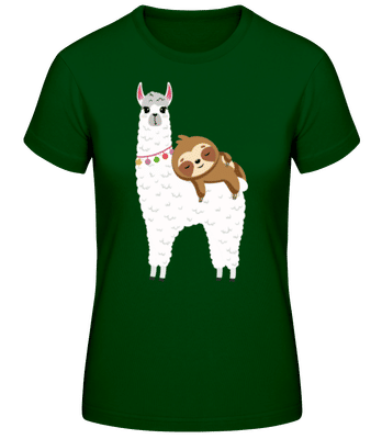 Llama With Sloth - Camiseta básica de mujer - Verde botella - delante