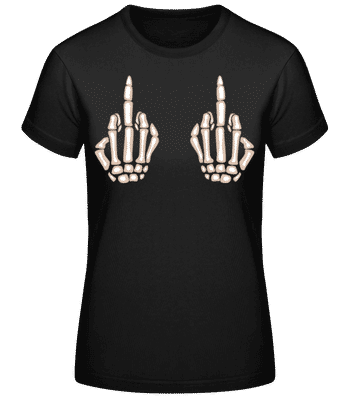 Skeleton Middlefinger - Camiseta básica de mujer - Negro - delante