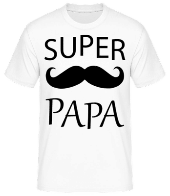 Super Papa Mustache - T-shirt standard Homme - Blanc - Devant