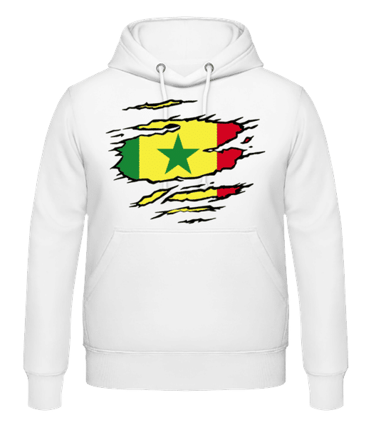 Vorschau: Ripped Flag Senegal - Männer Hoodie - Weiß - Vorne