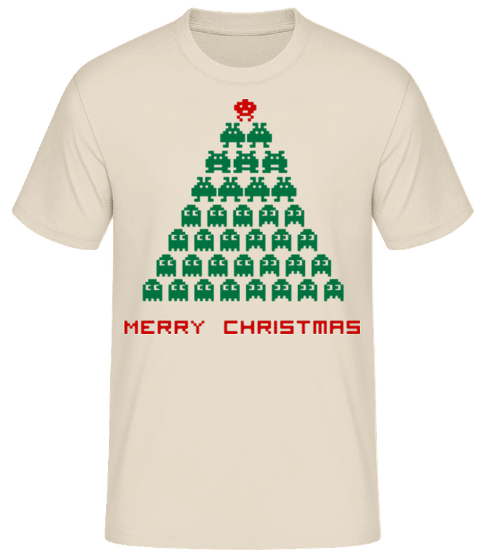 Preview: Merry Christmas Pixel Monster - Men's Basic T-Shirt - Cream - Front