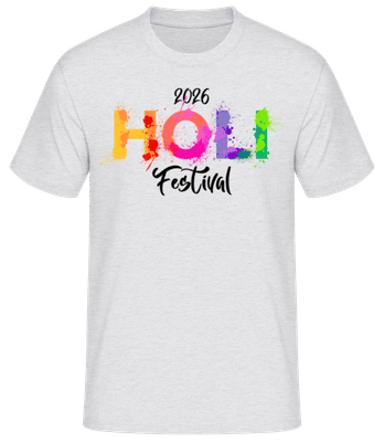 Holi Festival 2026 - Pánske basic tričko - Melírovo šedá - Predné