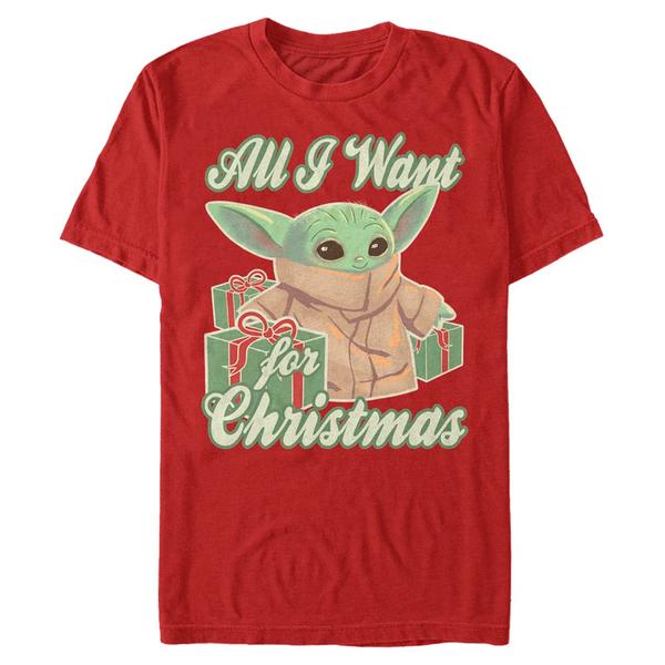 Aperçu: Star Wars - The Mandalorian - The Child Christmas Baby - Christmas - Homme T-shirt - Rouge - Devant