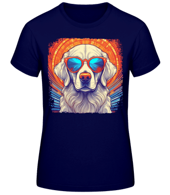 Zlatý Retriever Hippie Vzhľad - Dámske basic tričko - Namornícka modrá - Predné