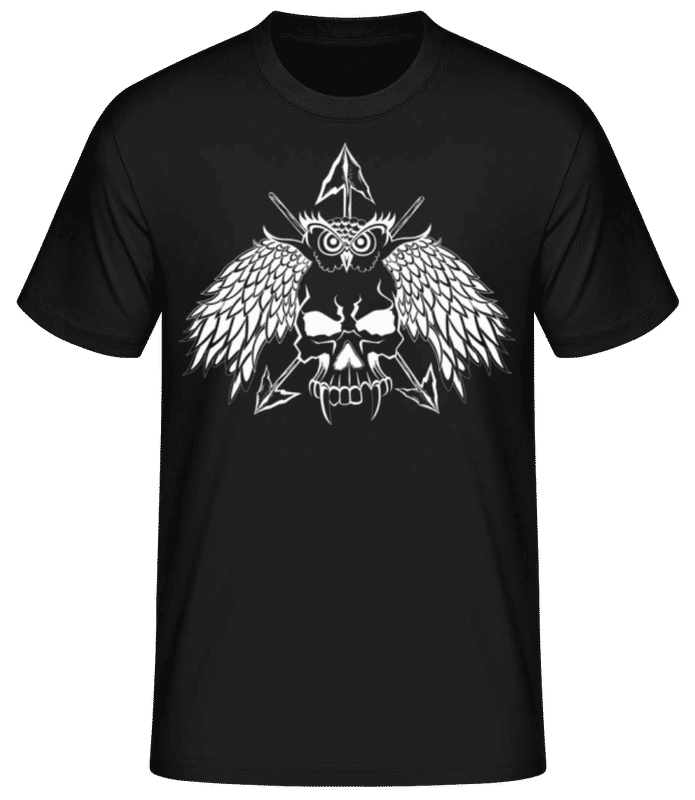 Preview: Owl Skull Tattoo White - Men's Basic T-Shirt - Black - Front