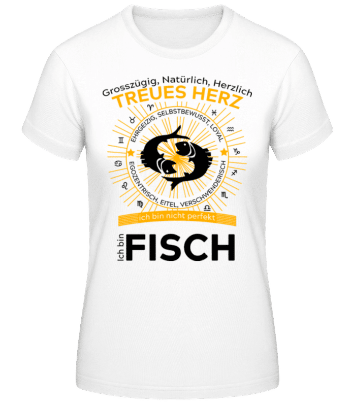Vorschau: Sternzeichen Fische Orange - Frauen Basic T-Shirt - Weiß - Vorne