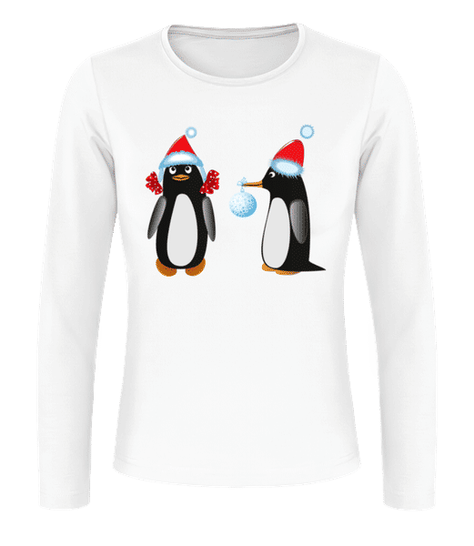 Aperçu: Pingouin À Noël 3 - T-shirt à manches longues standard Femme - Blanc - Devant
