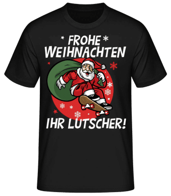 Frohe Weihnachten Lutscher - Männer Basic T-Shirt - Schwarz - Vorne